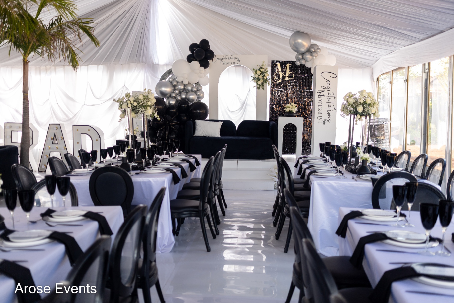 Graduations event styled by Arose Events